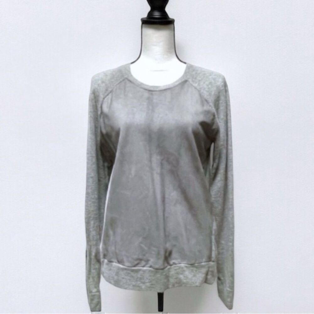 Judith & Charles Women's M Gray Wool Cashmere Silk Suede Sweater Quiet Luxury